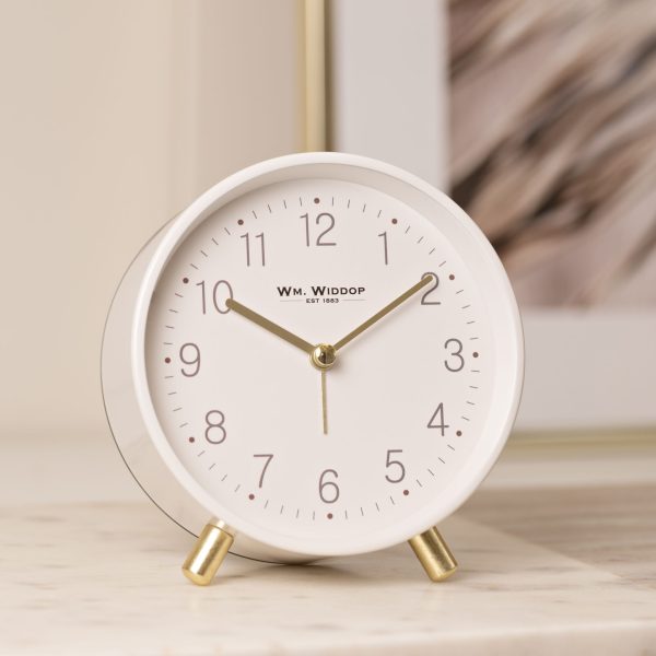 Alarm Clock Metal Feet With Light & Snooze White