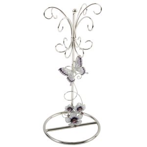 Purple Butterfly Wire Jewellery Holder Silver