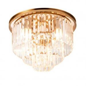 Crystal Waterfall Gold Flush Chandelier 38 cm