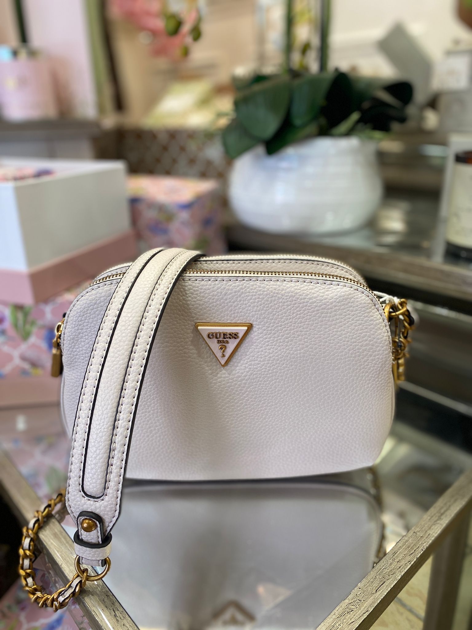 GUESS Becci Double Zip Crossbody Seashell