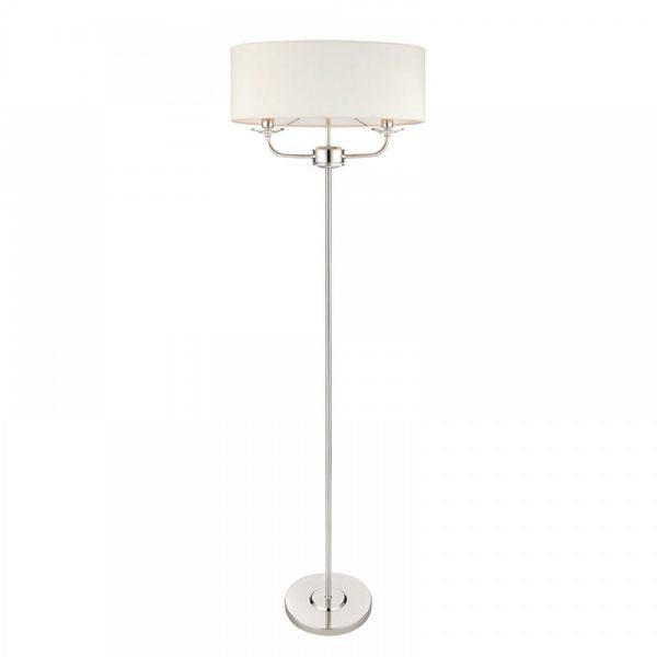 Vintage White & Nickel with Crystal 2 Light Floor Lamp