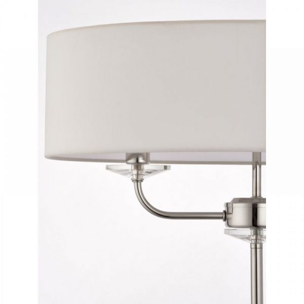 Vintage White & Nickel with Crystal 2 Light Floor Lamp - Image 2