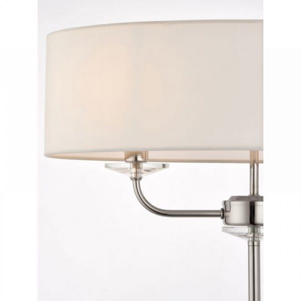 Vintage White & Nickel with Crystal 2 Light Floor Lamp - Image 3