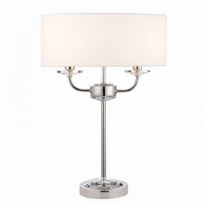 Vintage White & Nickel with Crystal 2 Light Table Lamp