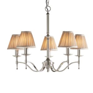 Nickel 5lt Pendant & Beige Shades