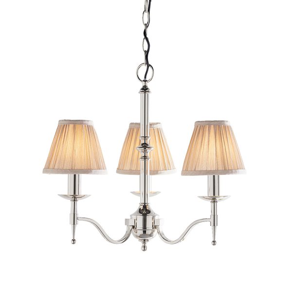 Nickel 3lt Pendant & Beige Shades
