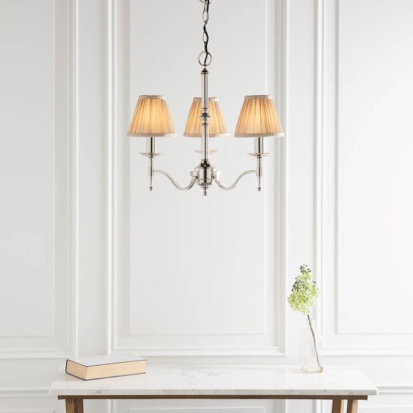 Nickel 3lt Pendant & Beige Shades - Image 5