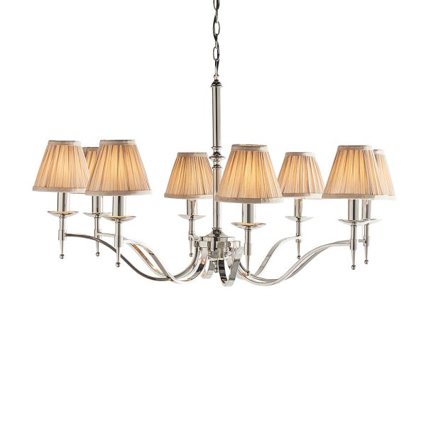 Nickel 8lt Pendant & Beige Shades