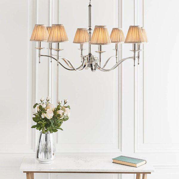 Nickel 8lt Pendant & Beige Shades - Image 2