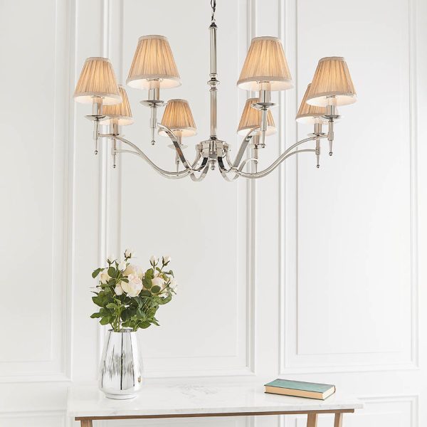 Nickel 8lt Pendant & Beige Shades - Image 3
