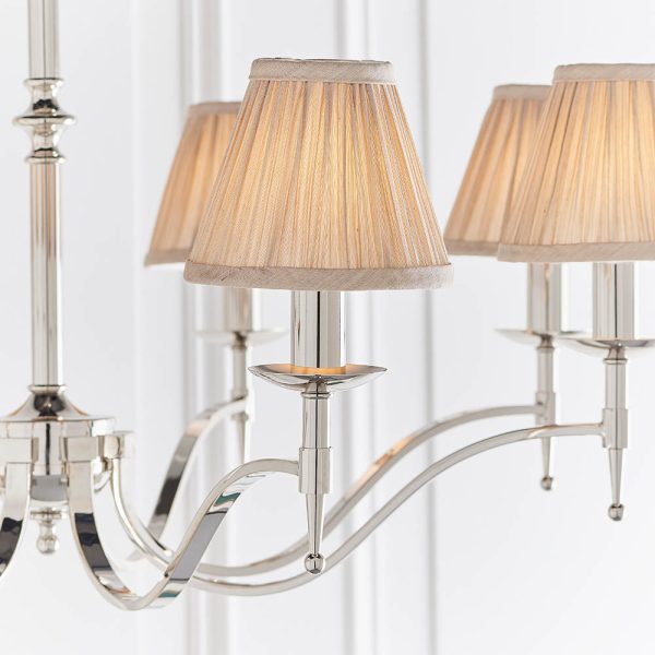 Nickel 8lt Pendant & Beige Shades - Image 5