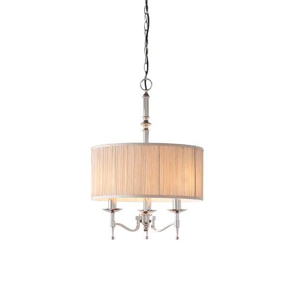 Nickel 3lt Pendant & Beige Shade