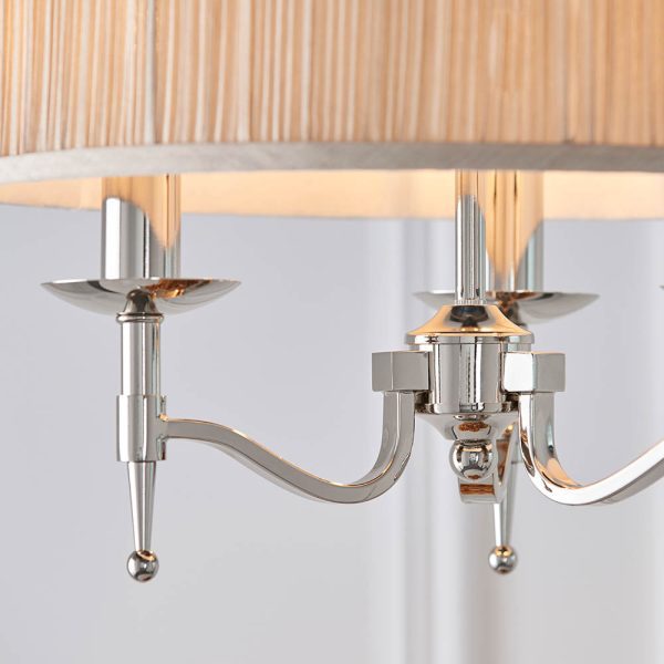 Nickel 3lt Pendant & Beige Shade - Image 3