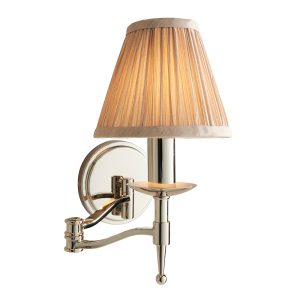 Nickel Swing Arm Wall & Beige Shade