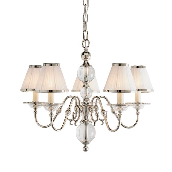 Nickel 5lt Pendant & White Shades