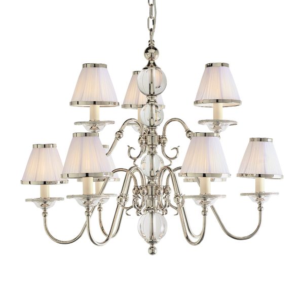Nickel 9lt Pendant & White Shades