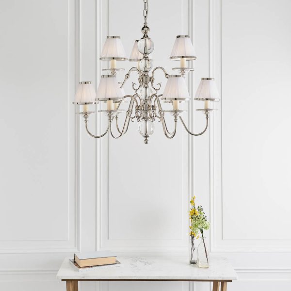 Nickel 9lt Pendant & White Shades - Image 2