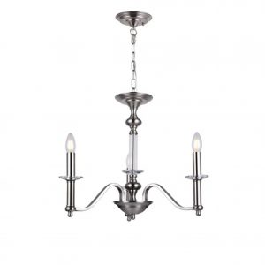 Satin Nickel Chandelier 3 Lights 40 cm