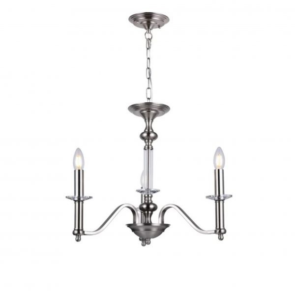 Satin Nickel Chandelier 3 Lights 40 cm