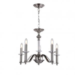 Satin Nickel Chandelier 5 Lights 40 cm