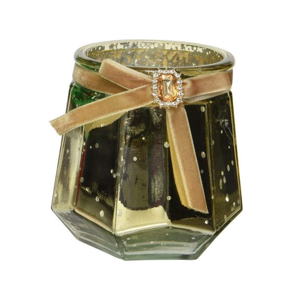 Glass Tealight Holder 10.5cm Gold