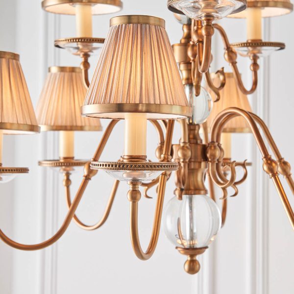 Antique Brass 9lt Pendant & Beige Shades - Image 5