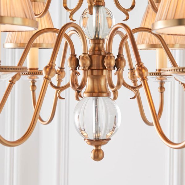 Antique Brass 9lt Pendant & Beige Shades - Image 6