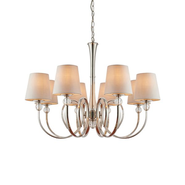 Nickel 8lt Pendant & Marble Shades