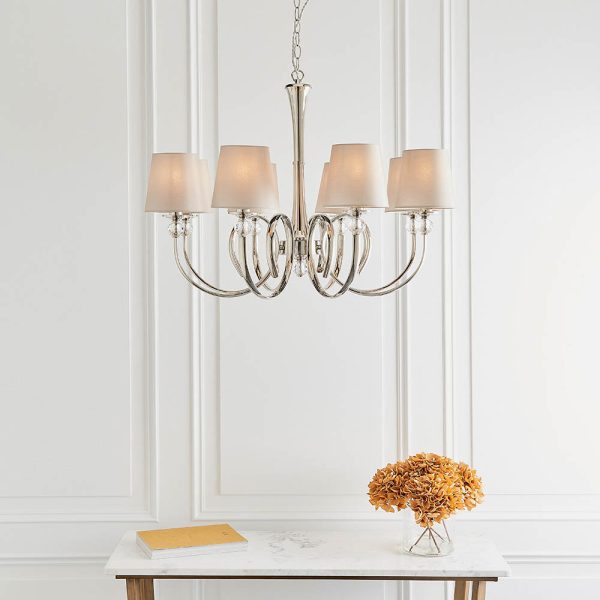 Nickel 8lt Pendant & Marble Shades - Image 2