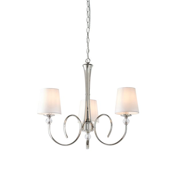 Nickel 3lt Pendant & Vintage White Shades