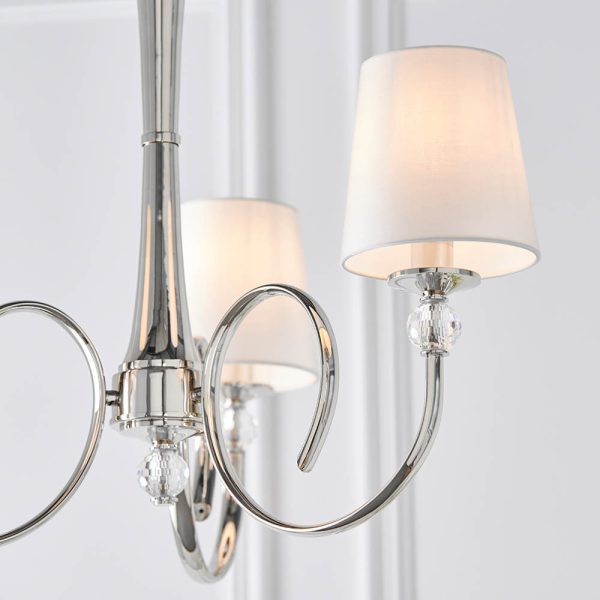 Nickel 3lt Pendant & Vintage White Shades - Image 4