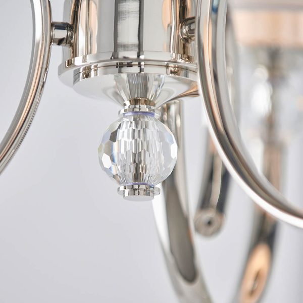 Nickel 3lt Pendant & Vintage White Shades - Image 6