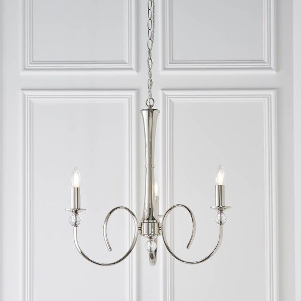 Nickel 3lt Pendant & Vintage White Shades - Image 7