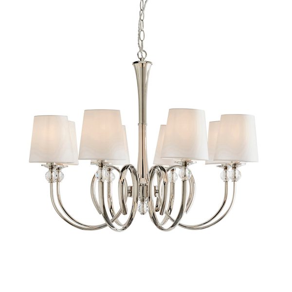Nickel 8lt Pendant & Vintage White Shades