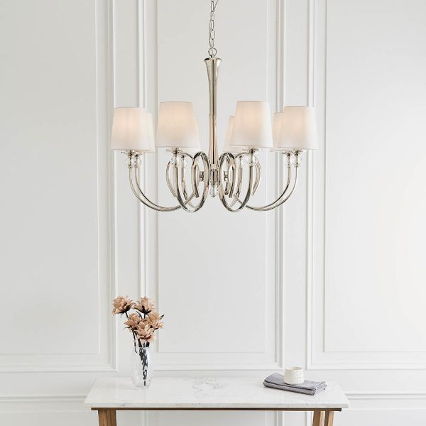 Nickel 8lt Pendant & Vintage White Shades - Image 2