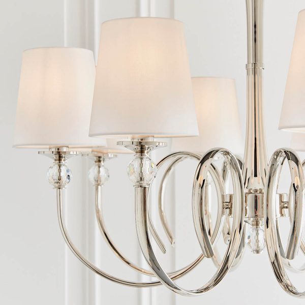 Nickel 8lt Pendant & Vintage White Shades - Image 4