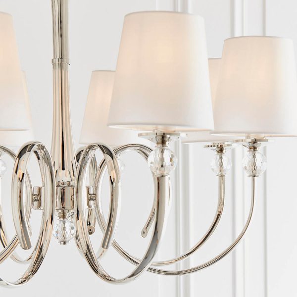 Nickel 8lt Pendant & Vintage White Shades - Image 5