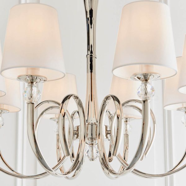Nickel 8lt Pendant & Vintage White Shades - Image 6