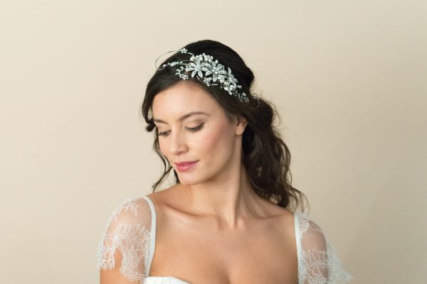 Romantic Bridal Clear Swarovski Crystal & Freshwater Pearl Headpiece - Image 3