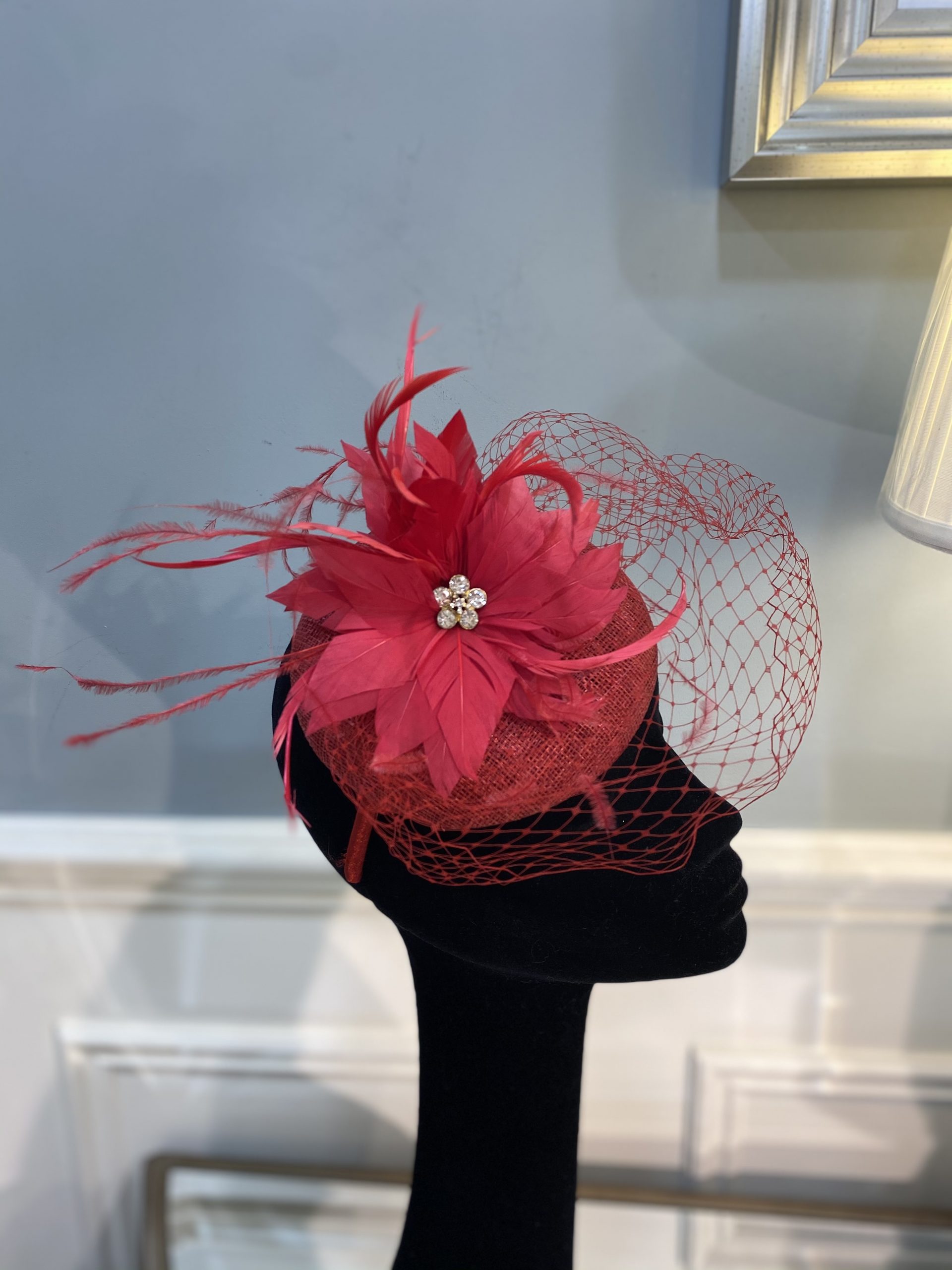 Red Fascinator with Flower Detail Allure Online Shop