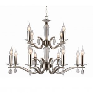 Satin Nickel Chandelier 12 Lights 70 cm