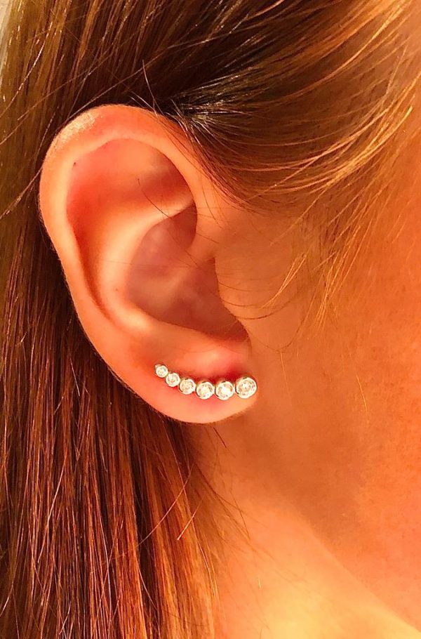 Absolute 6 Stone Tapered Crawler Earrings Sterling Silver SE188SL
