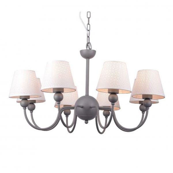 Grey Chandelier 8 Lights 40 cm