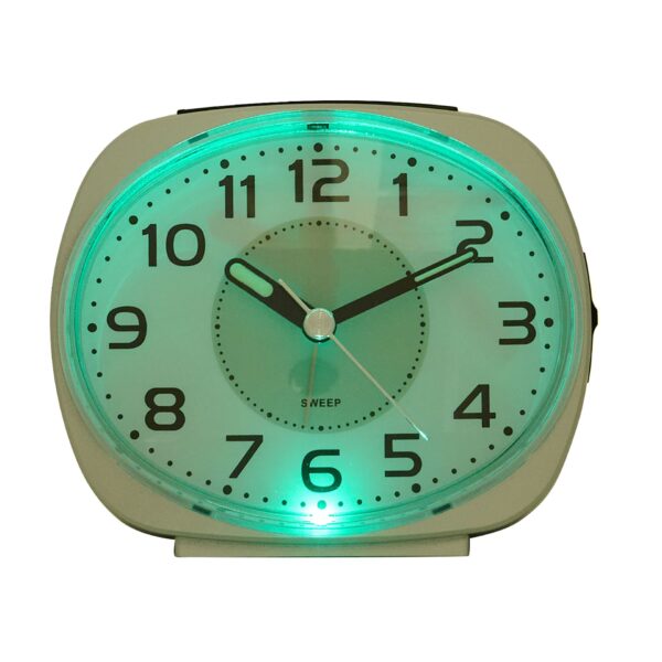 Widdop Silent Sweep Oval Face Blinking Light Alarm Clock - Silver - Image 4