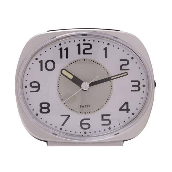 Widdop Silent Sweep Oval Face Blinking Light Alarm Clock - Silver - Image 3