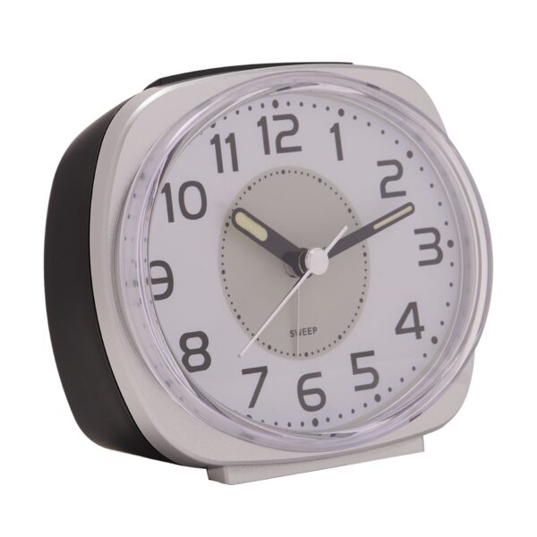 Widdop Silent Sweep Oval Face Blinking Light Alarm Clock - Silver - Image 2