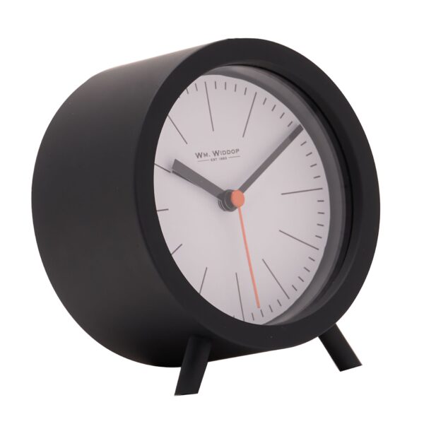Widdop Round Alarm Clock Sweep Movement With Feet - Black - Image 2