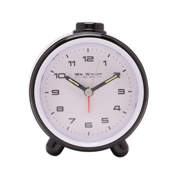 Widdop Round Alarm Clock Sweep Movement & Snooze - Black & White