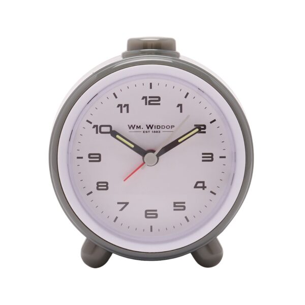 Widdop Round Alarm Clock Sweep Movement & Snooze - Grey & White