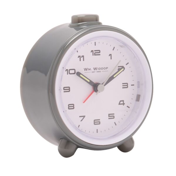 Widdop Round Alarm Clock Sweep Movement & Snooze - Grey & White - Image 2